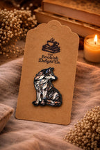 Stained Glass Wolf Enamel Pin | Woodland Fantasy Animal Badge, Bookish Accessory