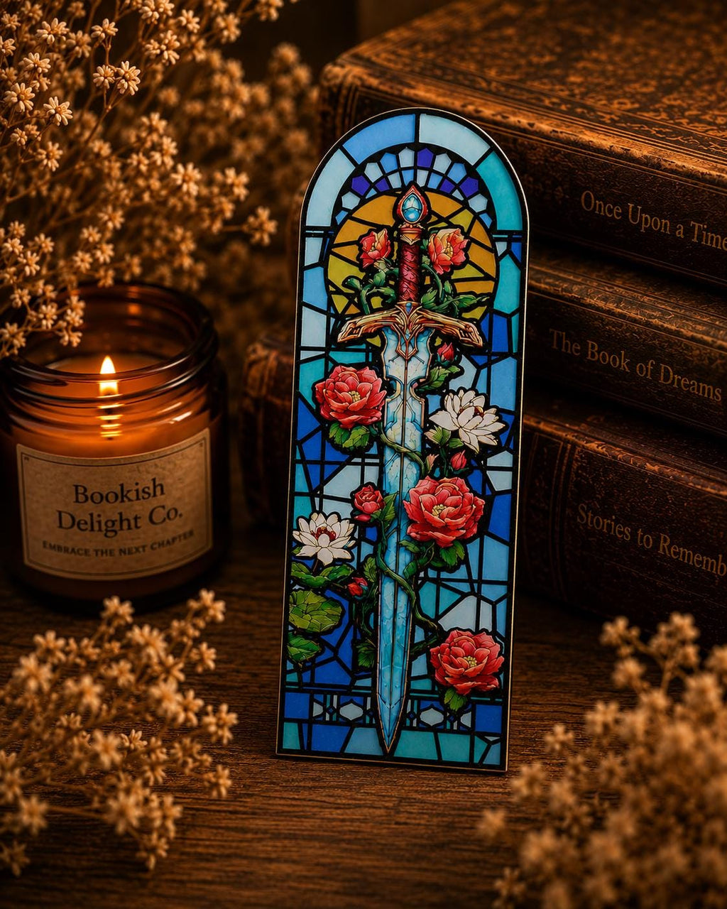 Stained Glass Fantasy Bookmark | Choose Your Design | Dragon or Sword Bookmark