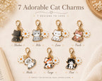 Enamel Cat Charms with Daisy  Kawaii Bag, Purse, Backpack Accessory