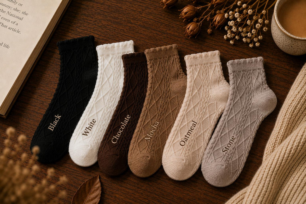 Women's Lace Knit Ankle Socks | Vintage Style Frilly Cuff, Soft Breathable Summer Wear