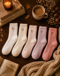 1x Pair Fluffy Heart Socks | Cosy Pink & Cream Socks | Soft Lounge Socks | Cute Bookish Gift | Autumn Winter Cosy Socks