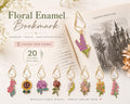 Floral Enamel Bookmark Clip  Gold-Tone Teardrop Page Marker