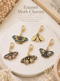 Enamel Moth Charm  Botanical Dark Academia Bag Accessory  Gold Tone Clasp