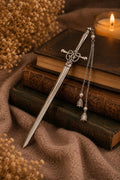 Silver Sword Bookmark  Medieval Fantasy Reader Accessory with Tassels