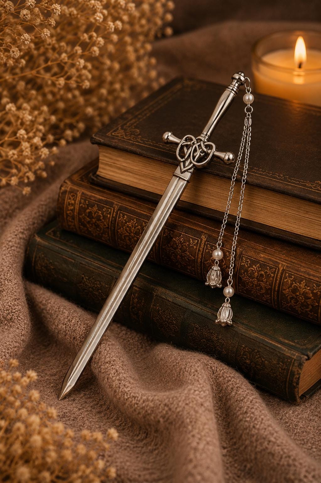 Silver Sword Bookmark  Medieval Fantasy Reader Accessory with Tassels