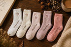 1x Pair Fluffy Heart Socks | Cosy Pink & Cream Socks | Soft Lounge Socks | Cute Bookish Gift | Autumn Winter Cosy Socks