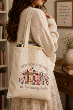 Book Lover Tote Bag | Bookshelf Floral Quote Canvas Bag
