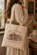 Book Lover Tote Bag | Bookshelf Floral Quote Canvas Bag