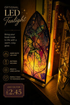 Fantasy Dragon Stained Glass Effect Book Nook | Acrylic Bookshelf Decor | Gothic Shelf Insert | Cosy Book Lover Gift | For LED Tealights