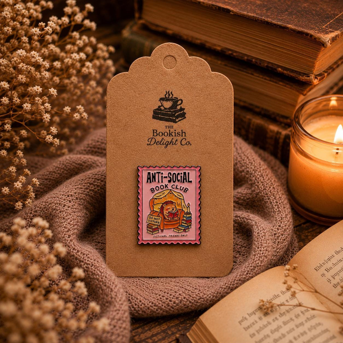 Anti Social Book Club Enamel Pin | Hedgehog Reading Badge | Bookish Accessory