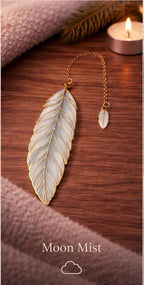 1x Feather Metal Bookmark with Gold Enamel Chain | Elegant Book Lover Accessory | Choose Colour