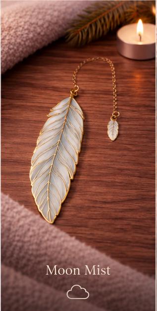 1x Feather Metal Bookmark with Gold Enamel Chain | Elegant Book Lover Accessory | Choose Colour