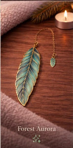 1x Feather Metal Bookmark with Gold Enamel Chain | Elegant Book Lover Accessory | Choose Colour