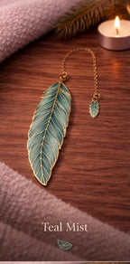 1x Feather Metal Bookmark with Gold Enamel Chain | Elegant Book Lover Accessory | Choose Colour