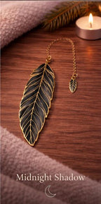 1x Feather Metal Bookmark with Gold Enamel Chain | Elegant Book Lover Accessory | Choose Colour