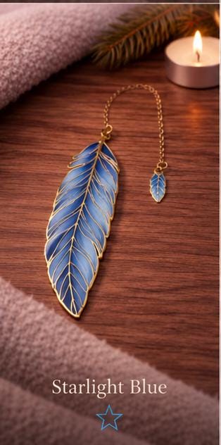 1x Feather Metal Bookmark with Gold Enamel Chain | Elegant Book Lover Accessory | Choose Colour