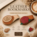 Magnetic Leather Bookmark | Coffee or Rose Design | PU Leather Page Marker