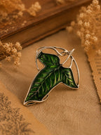 Green Leaf Brooch | Elven Inspired Jewellery | Enchanted Woodland Pin | Fantasy Book Lover Gift | Botanical Nature Brooch